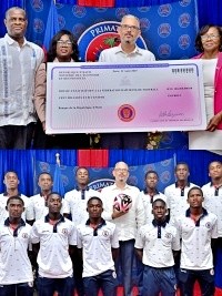 Haïti - Football : Le P.M. remet un chèque de 100 millions de Gourdes à la FHF