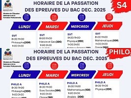Haiti - FLASH : Detailed Baccalaureate Exam Schedule Dec. 2025